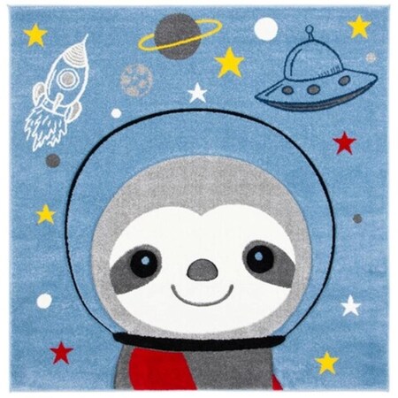 Safavieh 4 x 4 ft. Carousel Kids 140M Power Loomed Square Area Rug Blue & Grey CRK140M-4SQ
